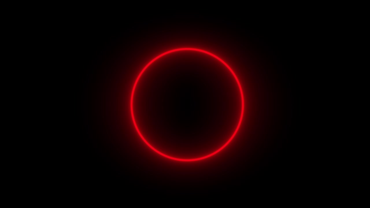 Neon glowing circle animation with black transparent background.
