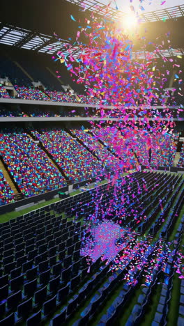 vibrant confetti and light show in a stadium