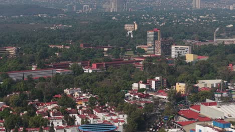 parallax effect over university campus in south cdmx, aerial video