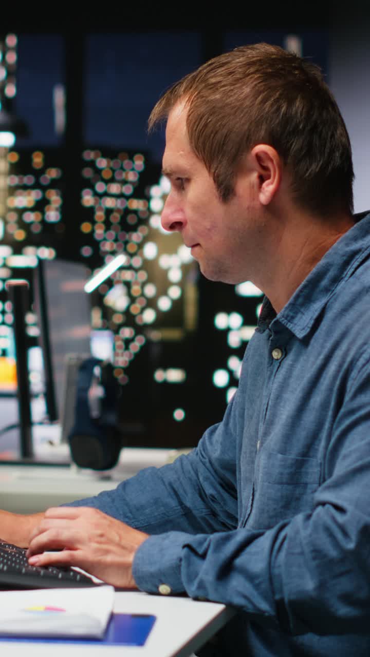 Vertical Video Professional male expert using artificial intelligence to design a floor plan