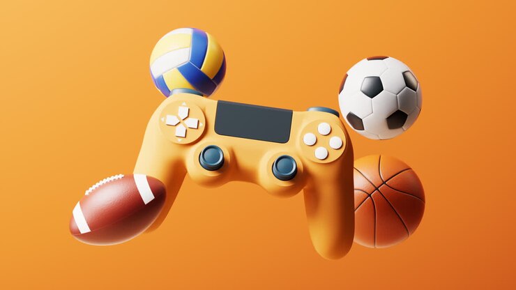 Various of sports games set and game pad, 3d rendering