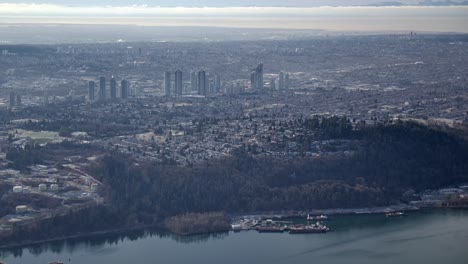 willingdon heights, burnaby, bc wide urban aerial view - overcast day