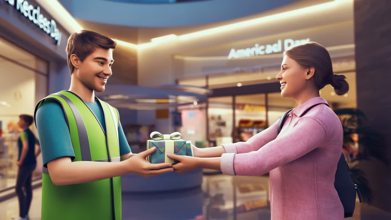 Giving a Gift in a Mall