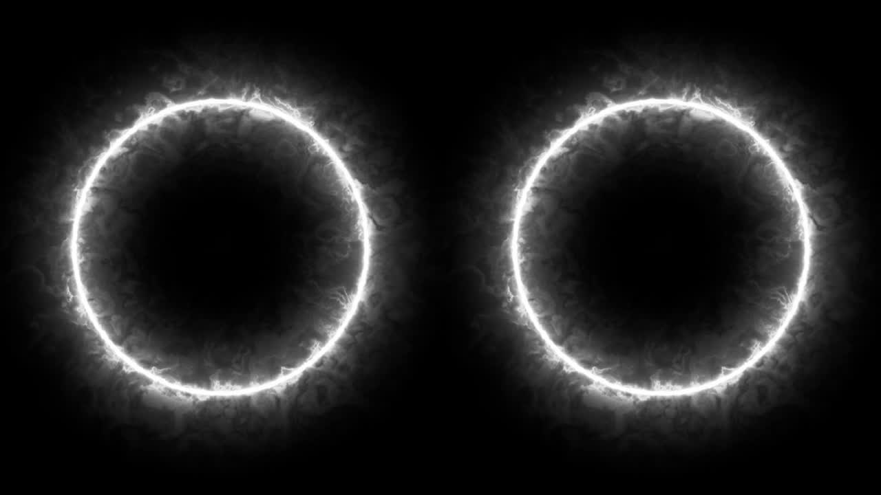 White glowing ring electric animation motion graphics