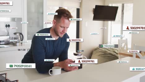 Animación-De-Iconos-Y-Números-De-Redes-Sociales-Sobre-Un-Hombre-Caucásico-Con-Un-Teléfono-Inteligente