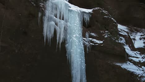 ice spikes on ash cave of the hocking hills state park in south bloomingville, ohio, usa