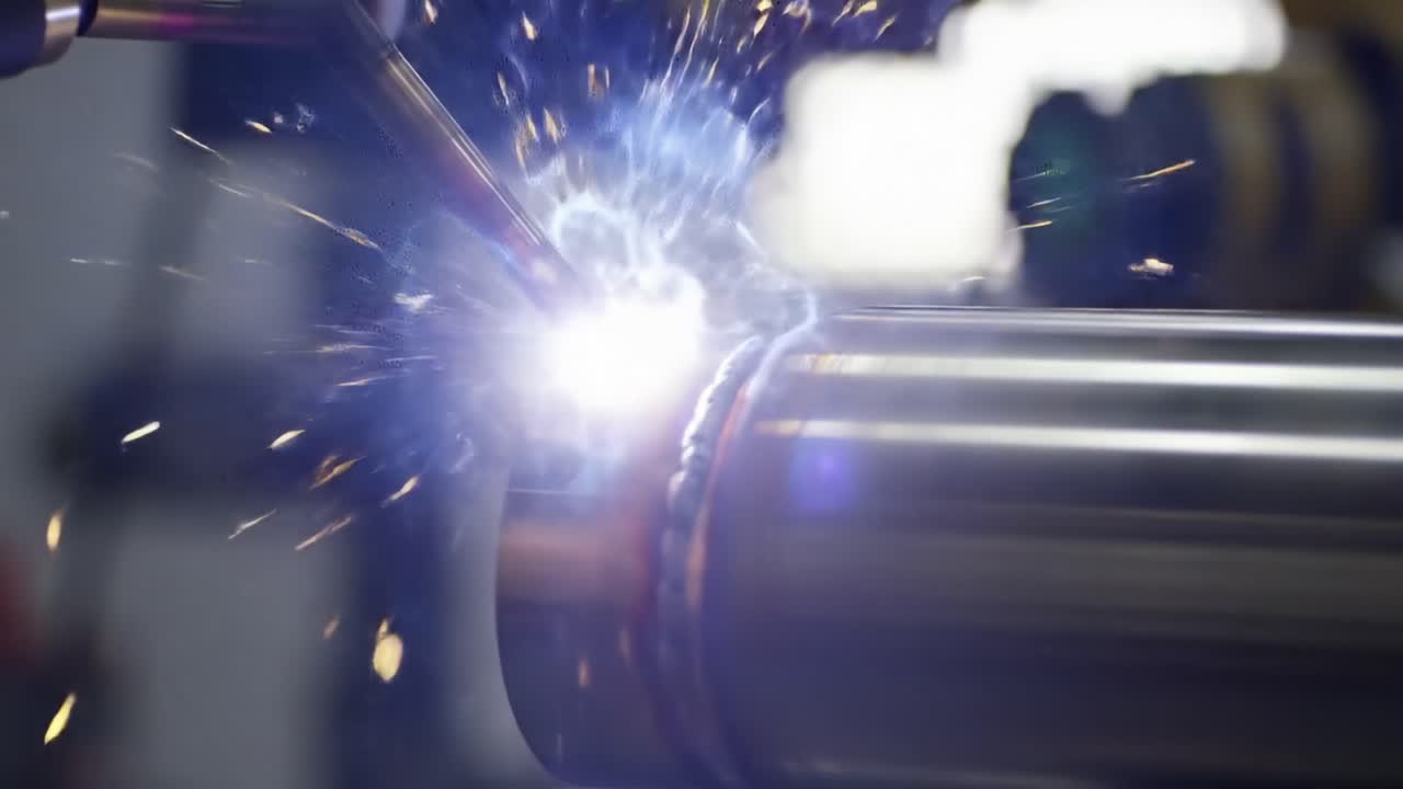 Dynamic Steel Welding Process: Capturing the Precision and Innovation in Metal Fabrication with Sparks and Heat in Action