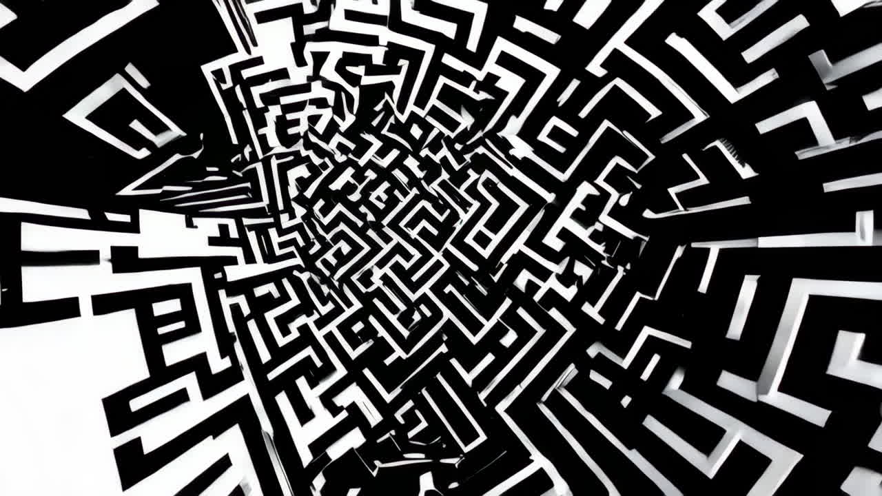 Abstract Black and White Maze Labyrinth Pattern