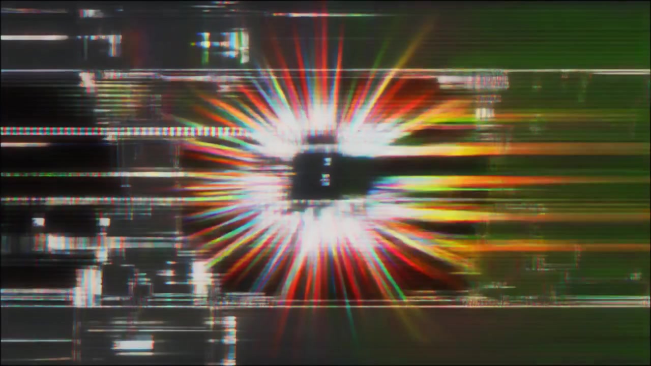 Efeito Glitch Digital Abstrato com Raios de Luz Pulsantes