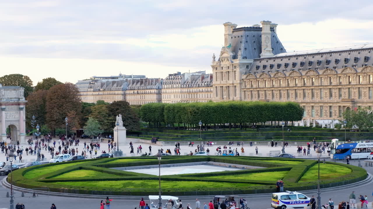 Paris, France - November 21, 2021: Front view of the Louvre Museum in daylight