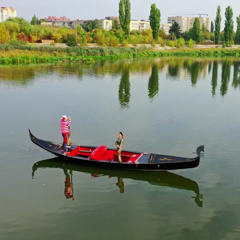 aerial view of gondola ridingon river