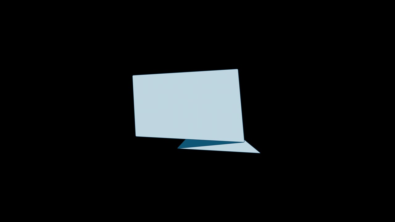 Banner animato di carta blu che si dispiega su sfondo nero