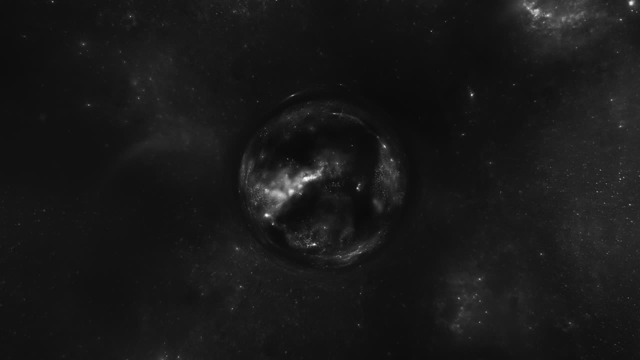 A giant wormhole curves the black space around it