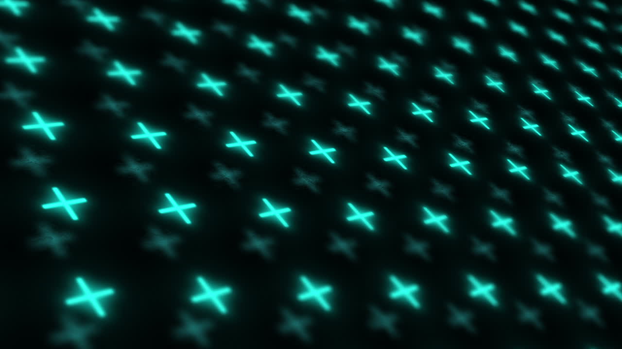 cruces cgi azules girando contra una oscuridad