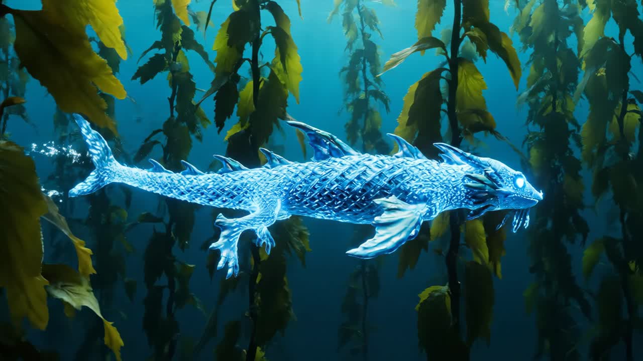 Underwater Creature in Kelp Forest