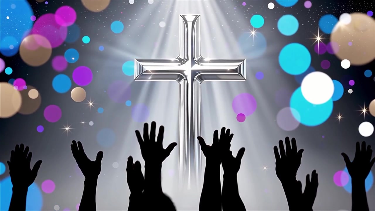 Cruz Cristiana con Luz Celestial, Fondo para Adoración.