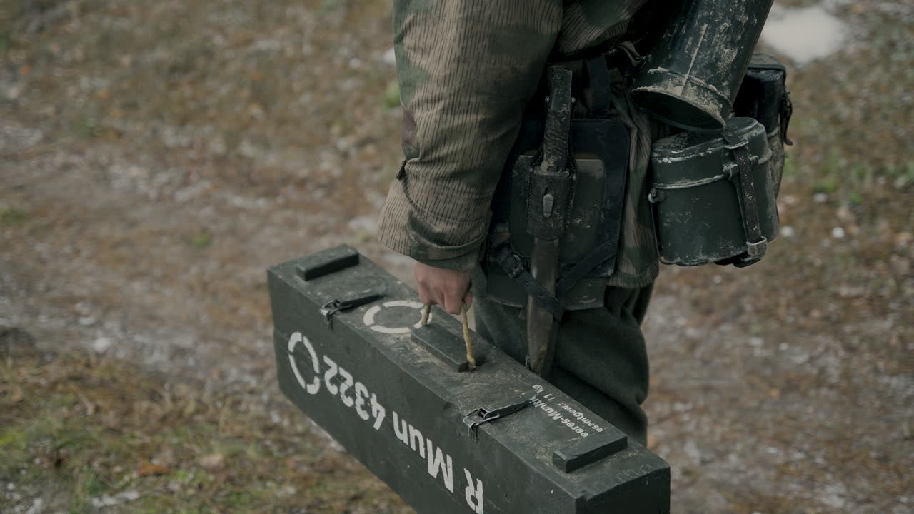 WWII German Soldier Carrying Munitions Box