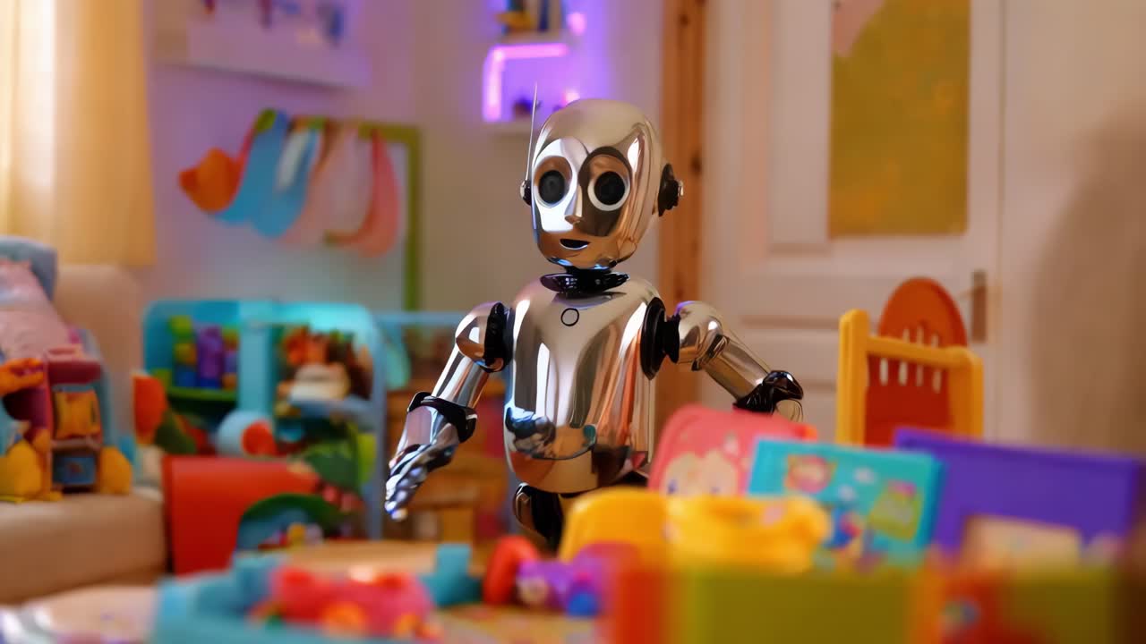 robot en una sala de juegos