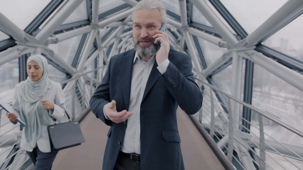 Business People on a Modern Bridge