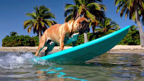 french bulldog surfing