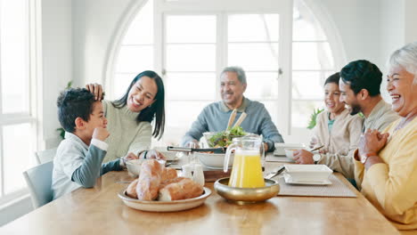 happiness, family and generations with meal