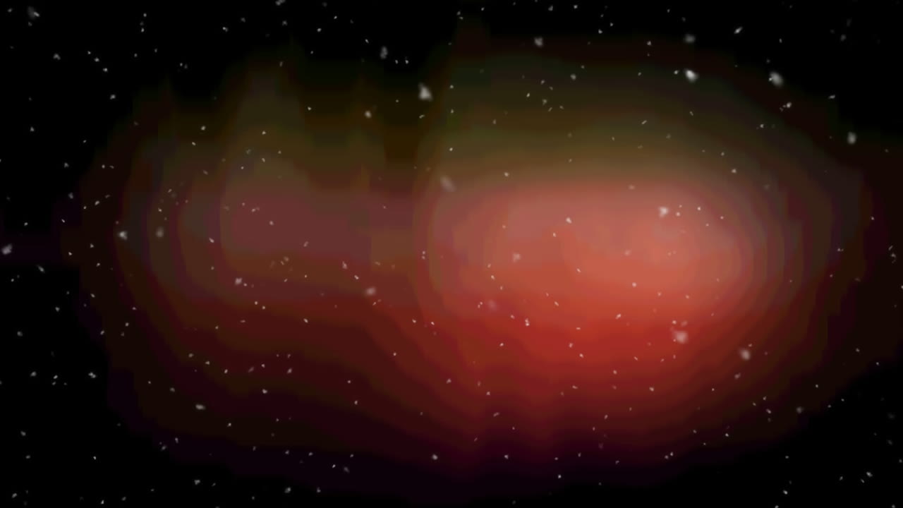 animación de copos de nieve cayendo sobre una nube roja sobre un fondo negro