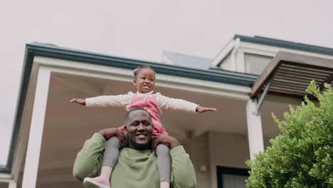 Father,-airplane-or-child-playing-in-new-home-as