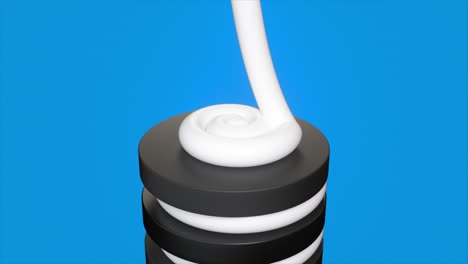 3d rendering of white cream pouring onto a black stack