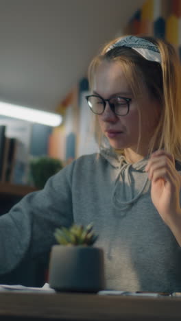 young woman studying