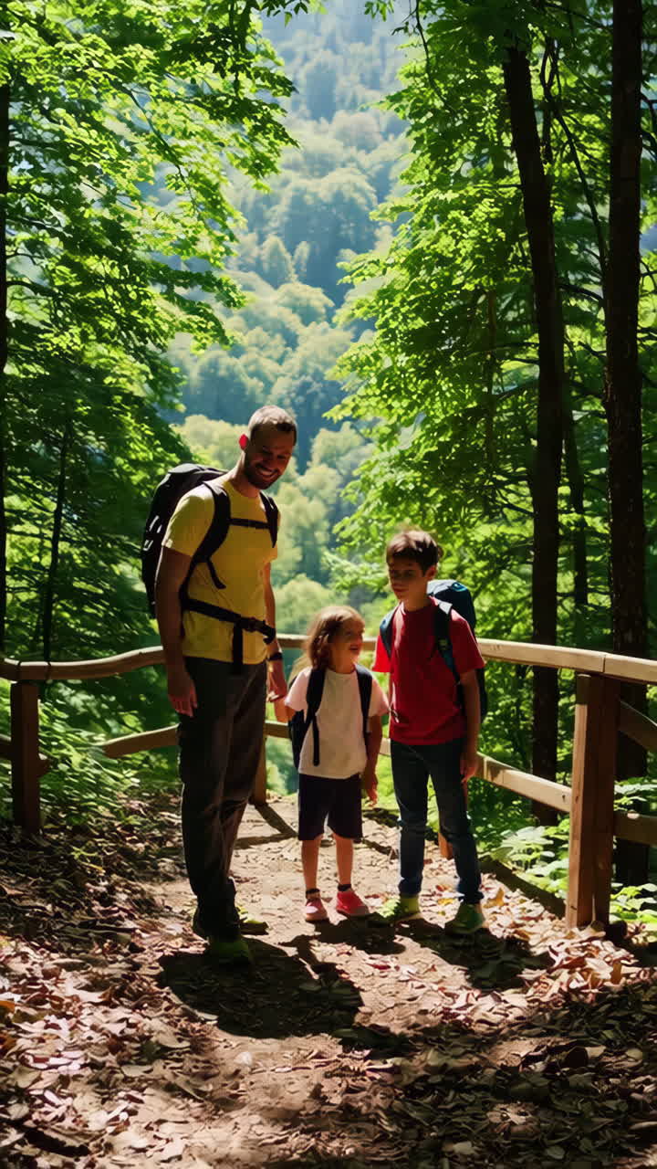excursionismo familiar en el bosque
