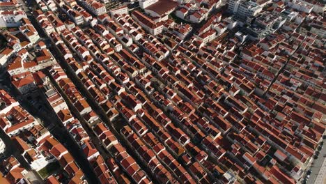 aerial view city of nazare and beach, portugal