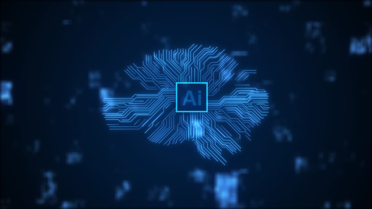 Artificial intelligence ai and internet of things iot circuit technology network animation concept