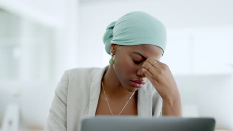 business, black woman or headache with stress