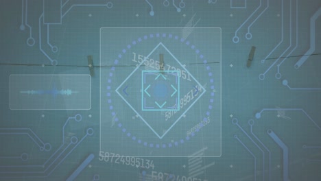 animación de la interfaz digital y el socket de procesamiento sobre un fondo gris