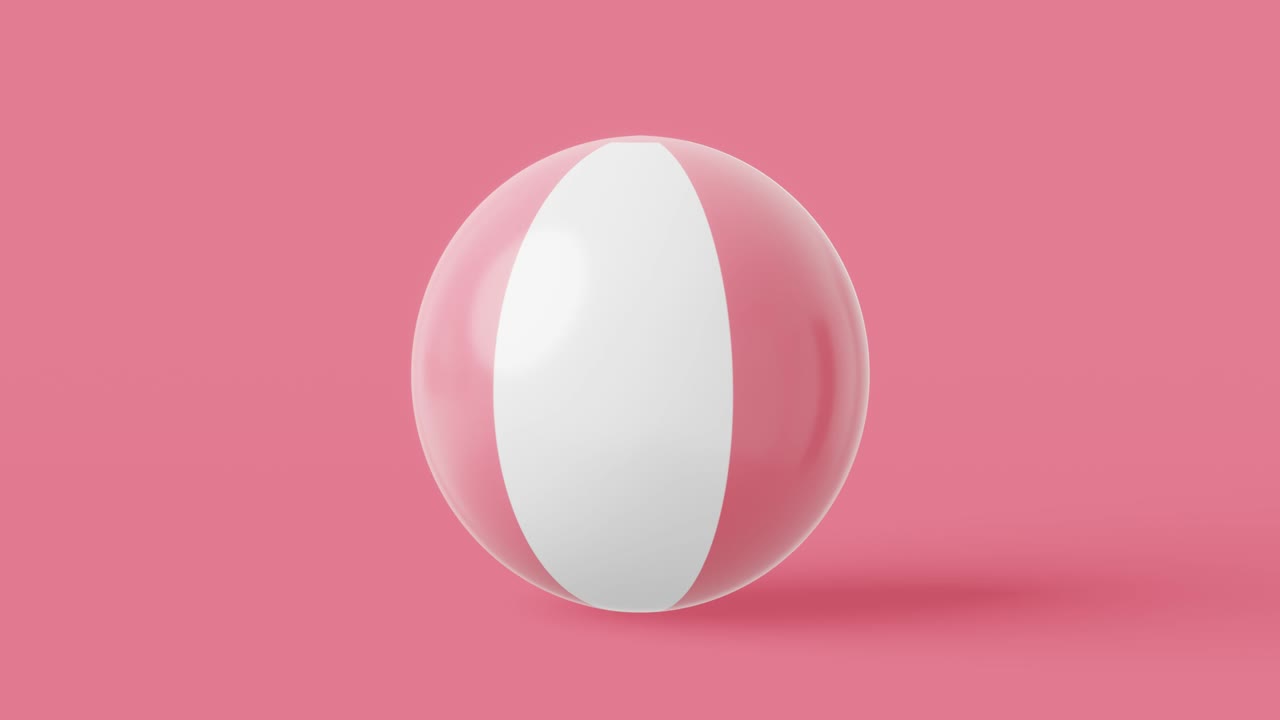 розовая надувная мяч пляжная игрушка на розовом летнем фоне с концепцией воздушного шара. 3d рендеринг.