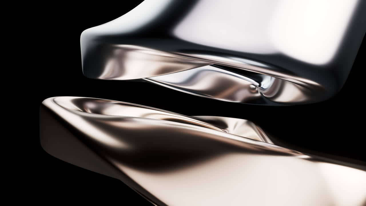 Metallic golden curve geometry background, 3d rendering.