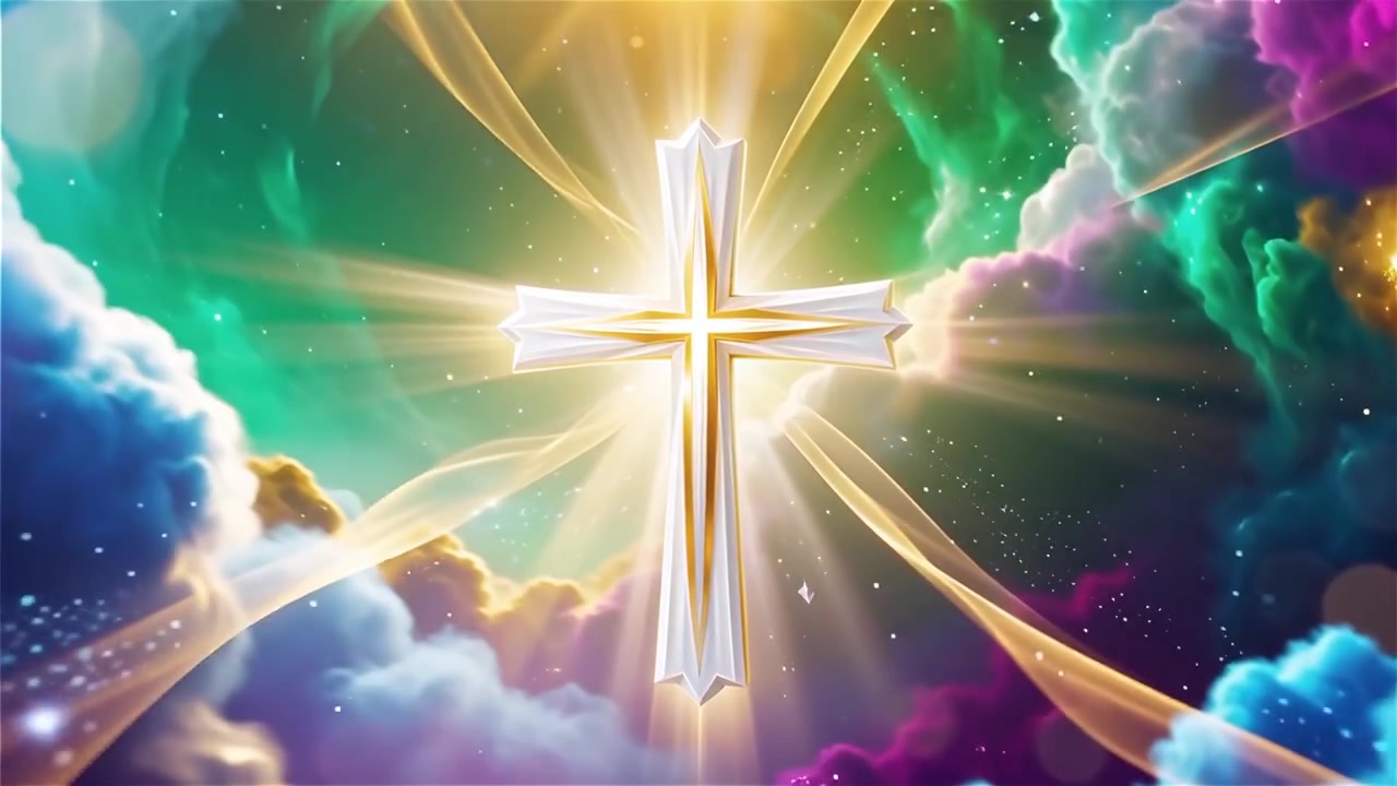 Christian Cross Heavenly Light Worship Background