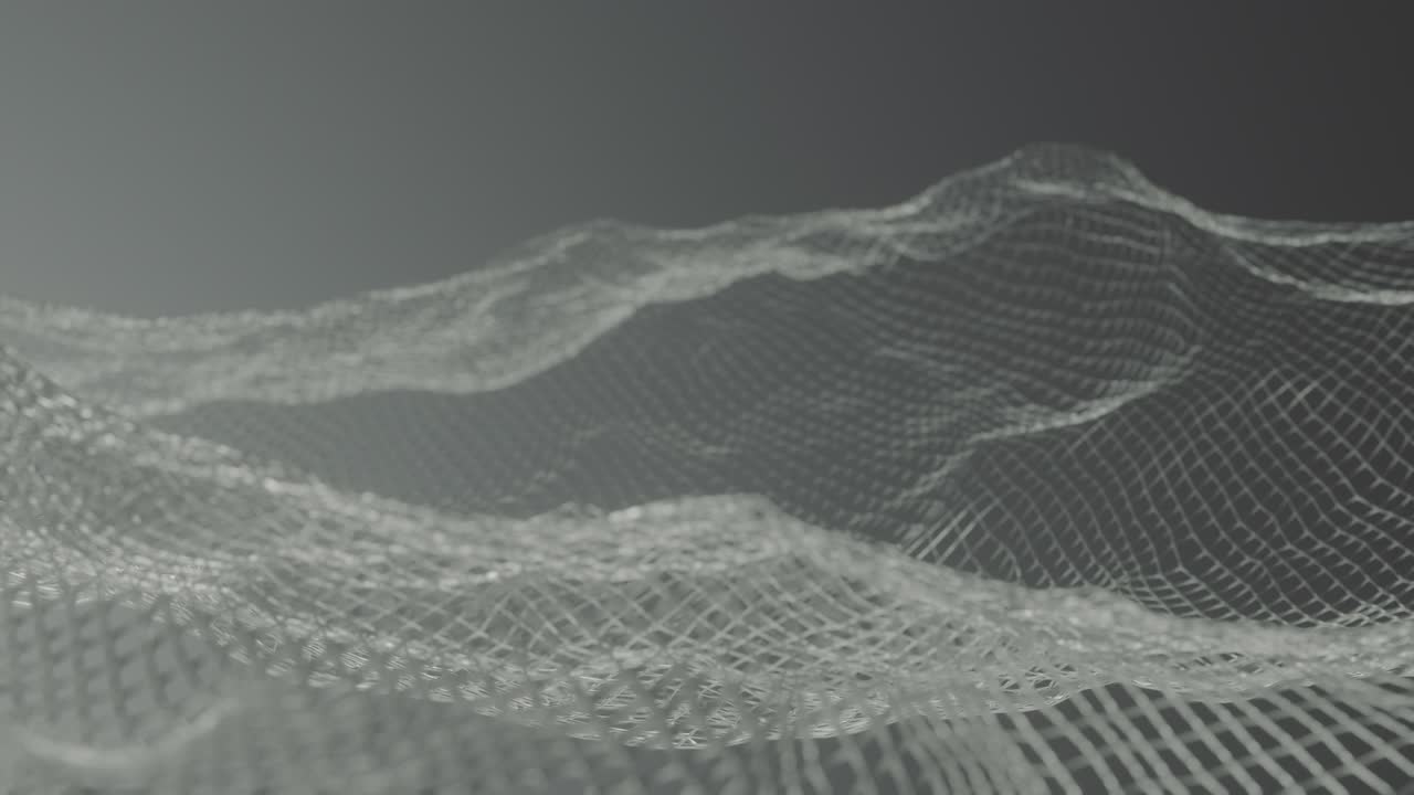 Wireframe grid wave monochrome infinite loop background animation. 4K video.