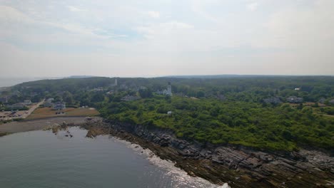 cape elizabeth coastal lighthouse in coastal maine with far angle