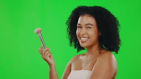 Green-screen,-makeup-and-woman-blowing