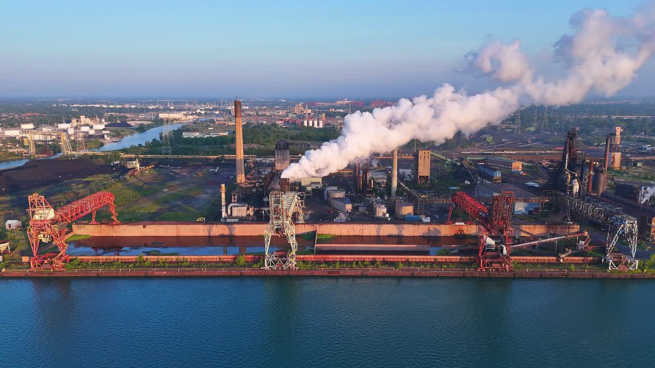 Zug Island, ESS Coke battery and Steel Mill at River Rouge, Michigan on the Detroit River