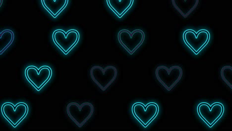 romantic hearts pattern with neon blue color