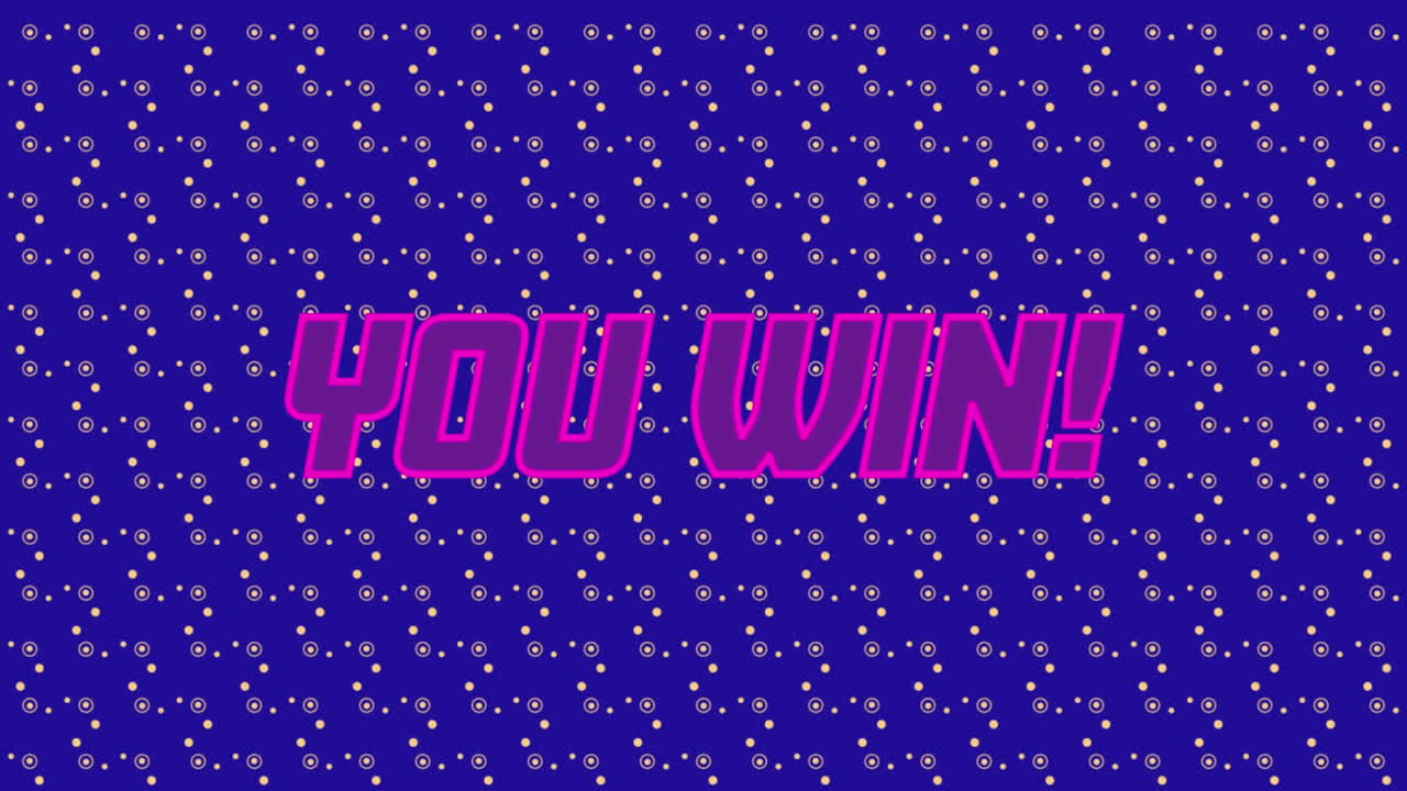 파란색 배경에 네온 반점 위에 텍스트를 이기는 애니메이션