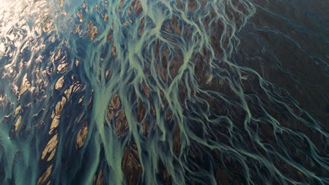 amazing like-veins landscape of kálfafell river braids of iceland