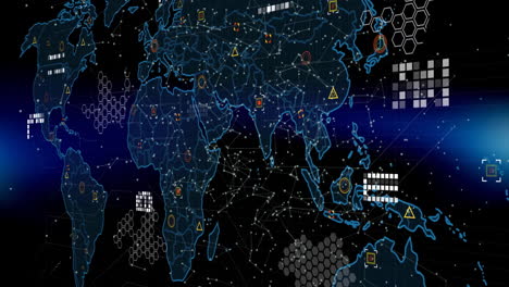 Animación-De-Puntos-Blancos-Sobre-El-Mapa-Mundial