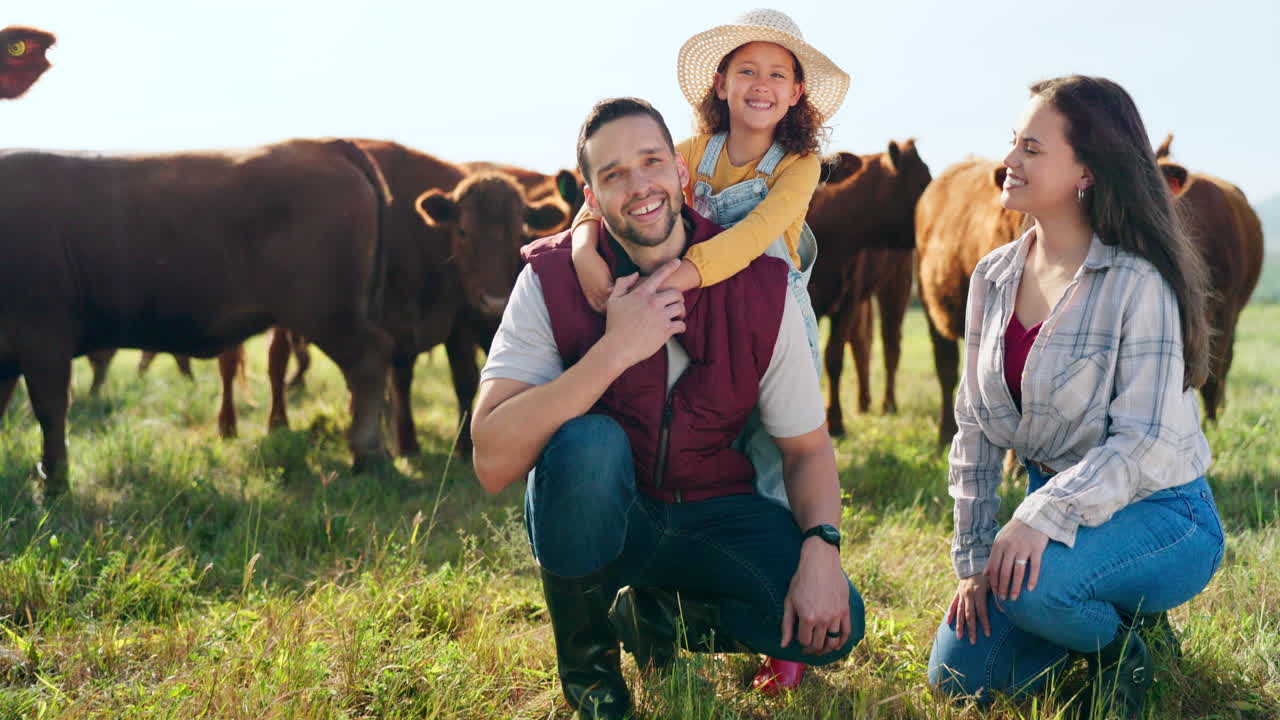 Agriculture, cattle and family with love