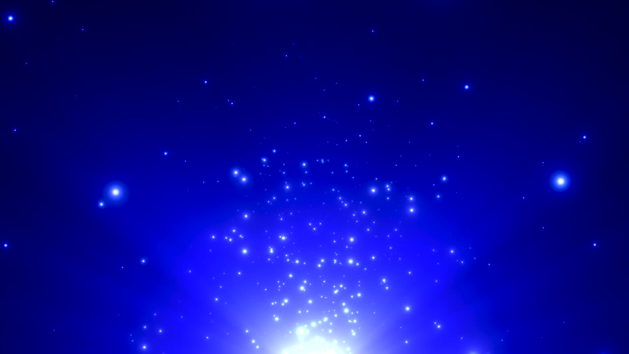 은하계에 있는 작은 파란 입자들과 별들