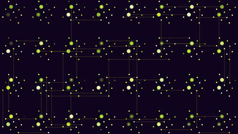 seamless connected neon cubes pattern with dots on black gradient