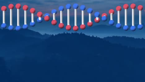 Animation-of-dna-strand-spinning-over-landscape