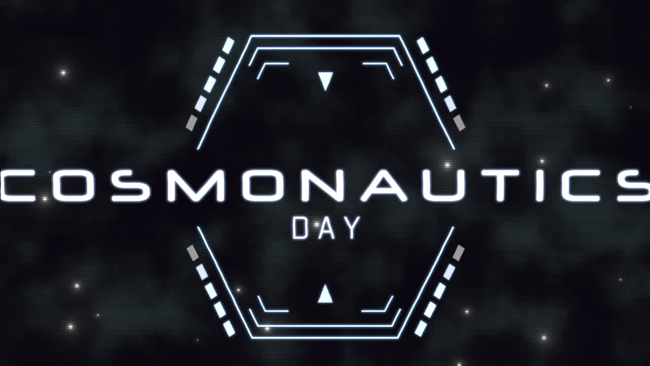 día de la cosmonáutica con elementos hud en pantalla digital
